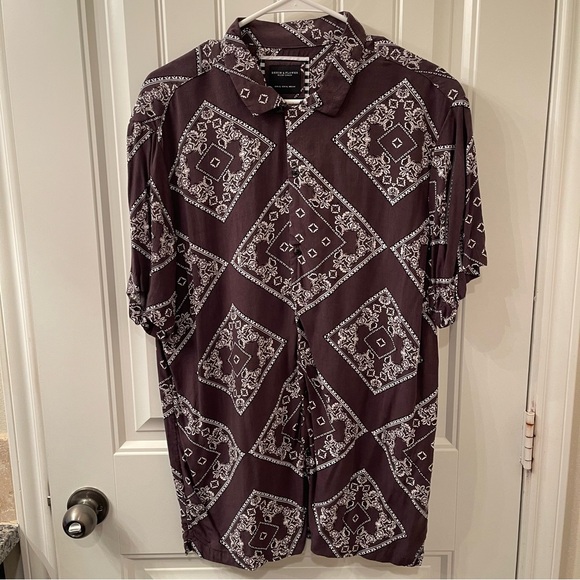 Denim & Flower Other - Denim & Flower Ricky Singh Mens XL Brown Button Down Shirt Western Handkerchief